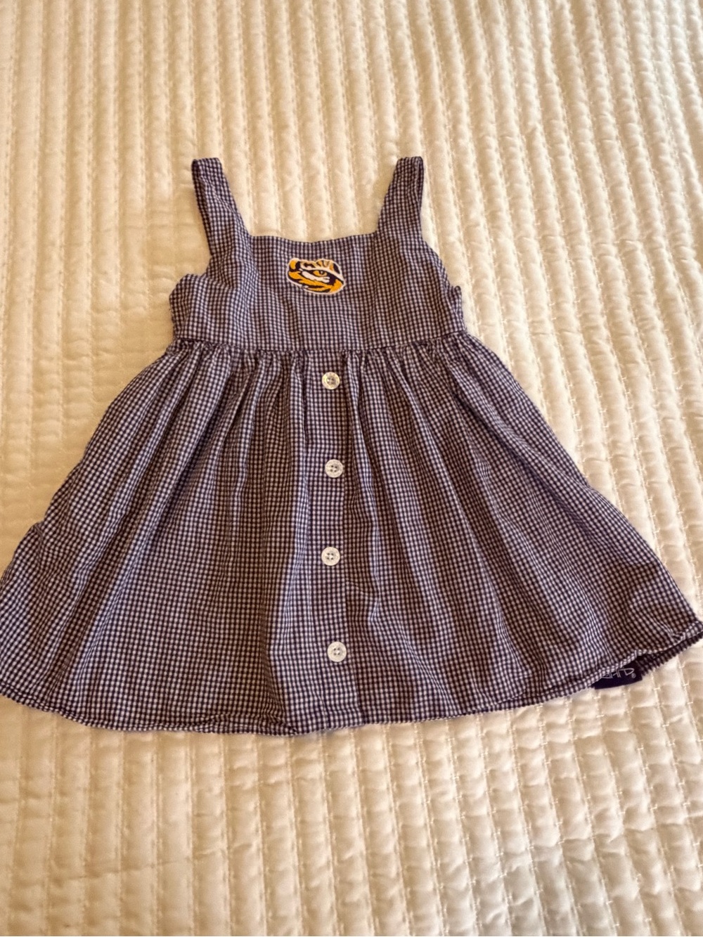 LSU Gingham Button-Front Sundress for Girls